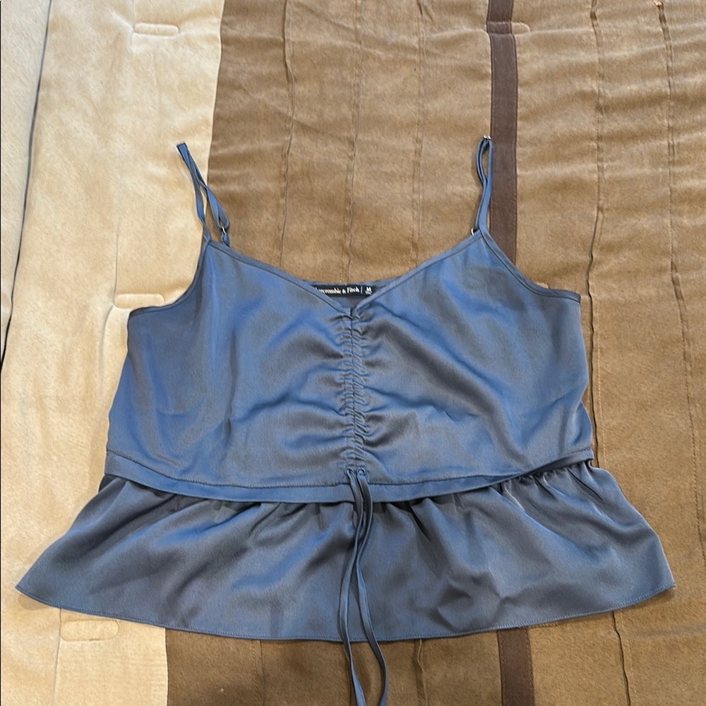 Abercrombie & Fitch Blue Ruched Peplum Camisole